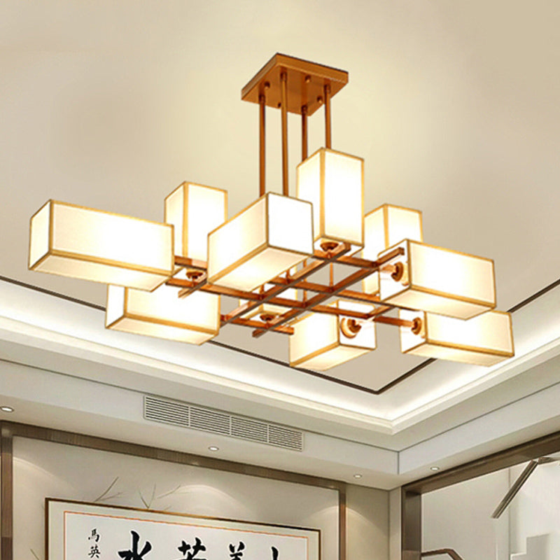 Traditional Rectangle Semi Flush Mount 8/10/12 Lights Metallic Ceiling Lighting in Black/Brass