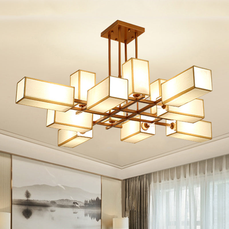 Traditional Rectangle Semi Flush Mount 8/10/12 Lights Metallic Ceiling Lighting in Black/Brass