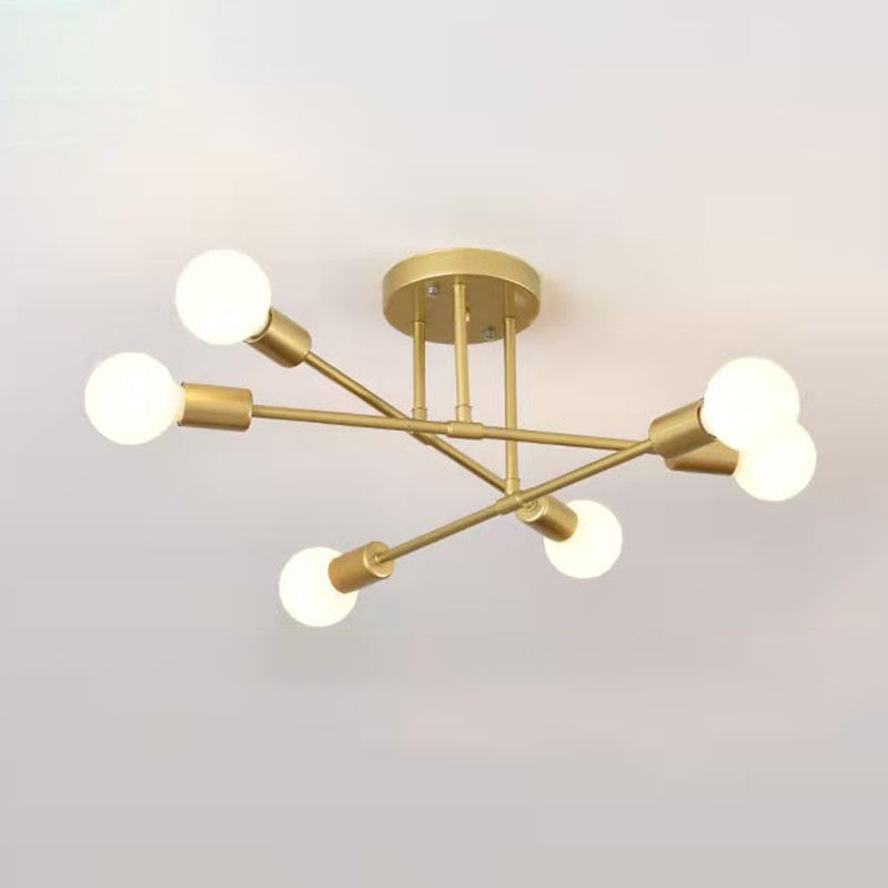 6-Light Semi Flush Ceiling Light in Industrial Vintage Style Sputnik Metal Flush Mount