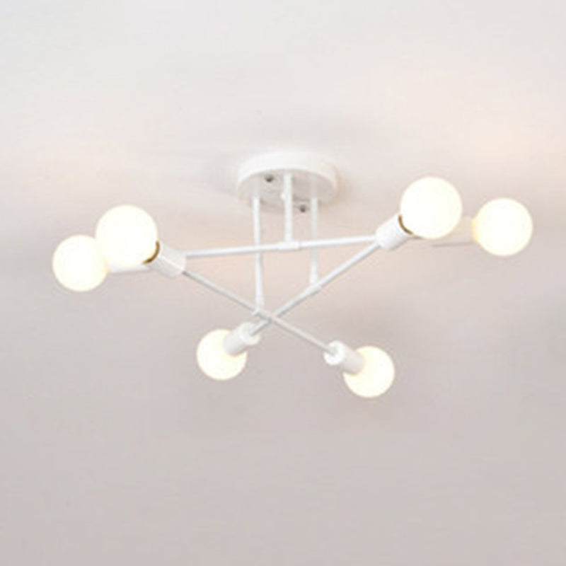 6-Light Semi Flush Ceiling Light in Industrial Vintage Style Sputnik Metal Flush Mount