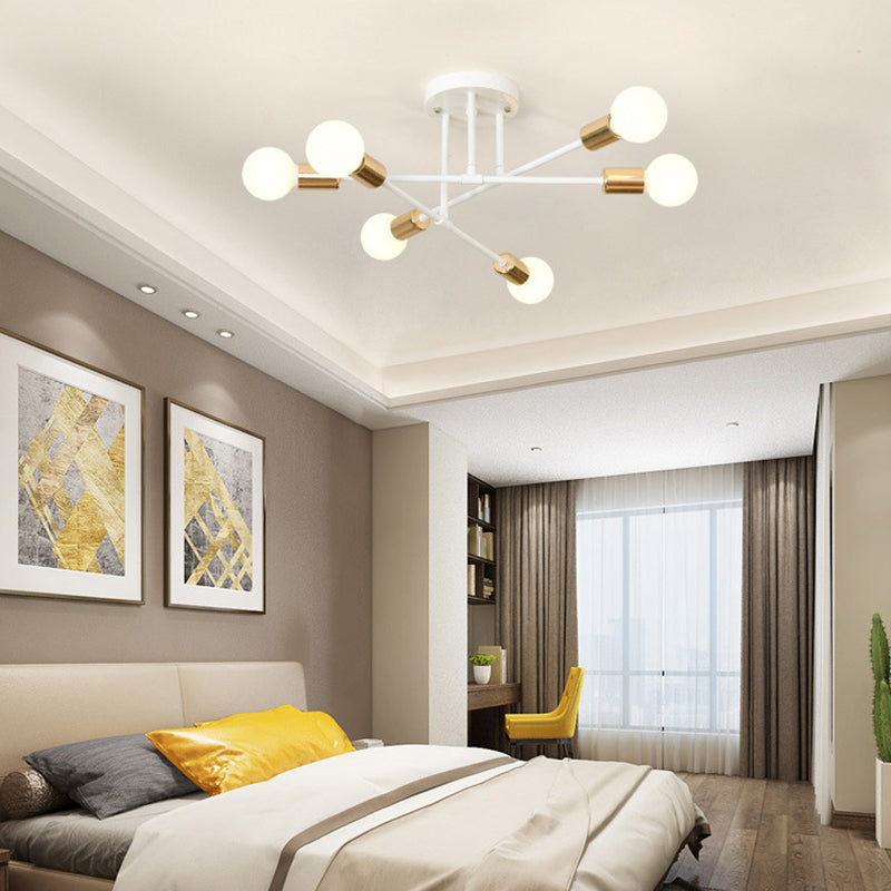 6-Light Semi Flush Ceiling Light in Industrial Vintage Style Sputnik Metal Flush Mount