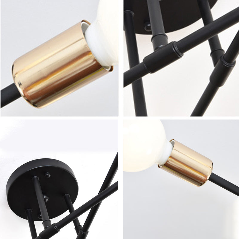 6-Light Semi Flush Ceiling Light in Industrial Vintage Style Sputnik Metal Flush Mount