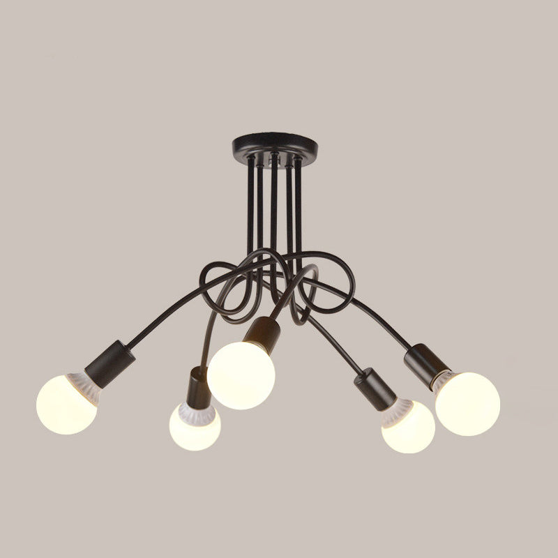 Bundle Industrial Vintage Ceiling Light Wrought Iron Flush Mount for Living Room