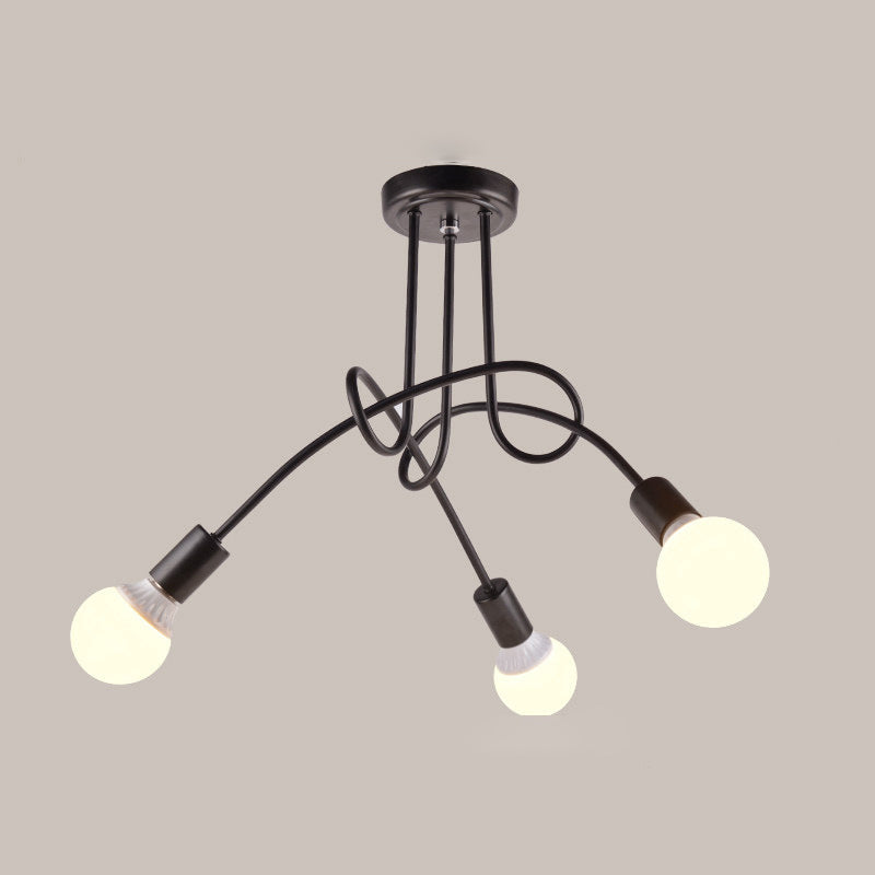 Bundle Industrial Vintage Ceiling Light Wrought Iron Flush Mount for Living Room