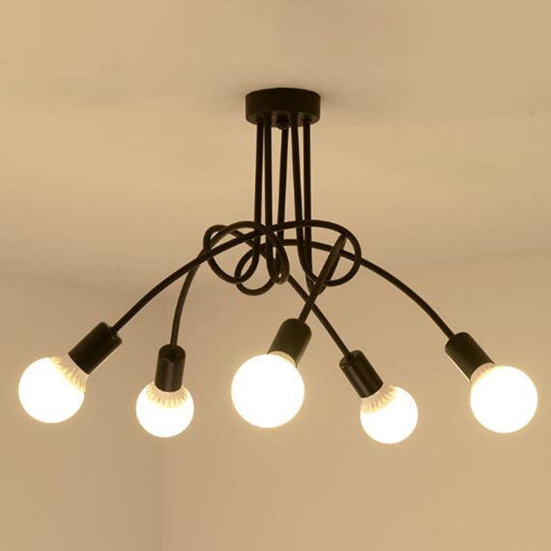 Bundle Industrial Vintage Ceiling Light Wrought Iron Flush Mount for Living Room