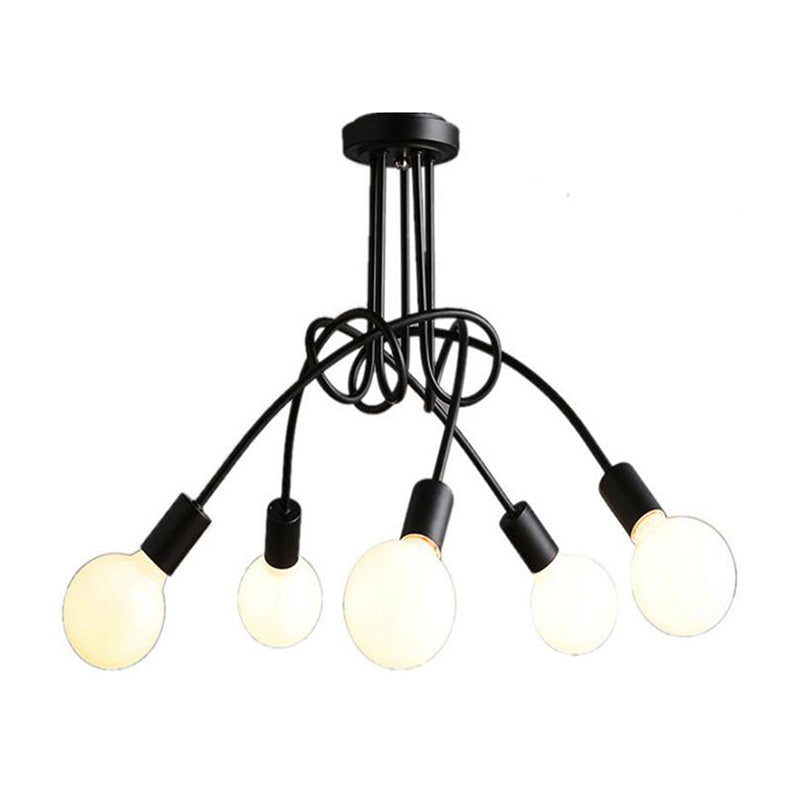 Bundle Industrial Vintage Ceiling Light Wrought Iron Flush Mount for Living Room