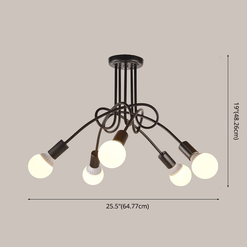 Bundle Industrial Vintage Ceiling Light Wrought Iron Flush Mount for Living Room