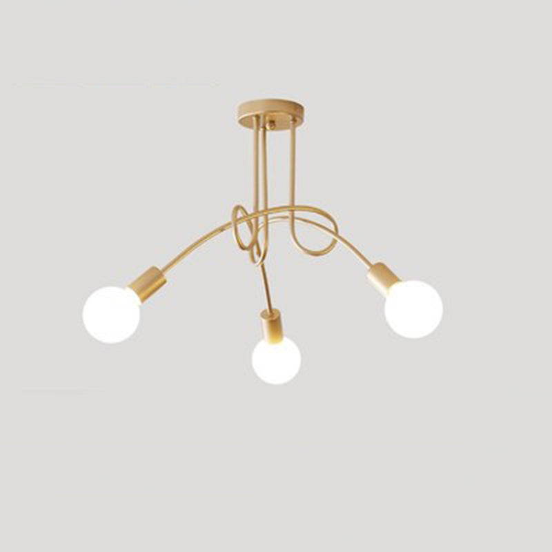 Bundle Industrial Vintage Ceiling Light Wrought Iron Flush Mount for Living Room
