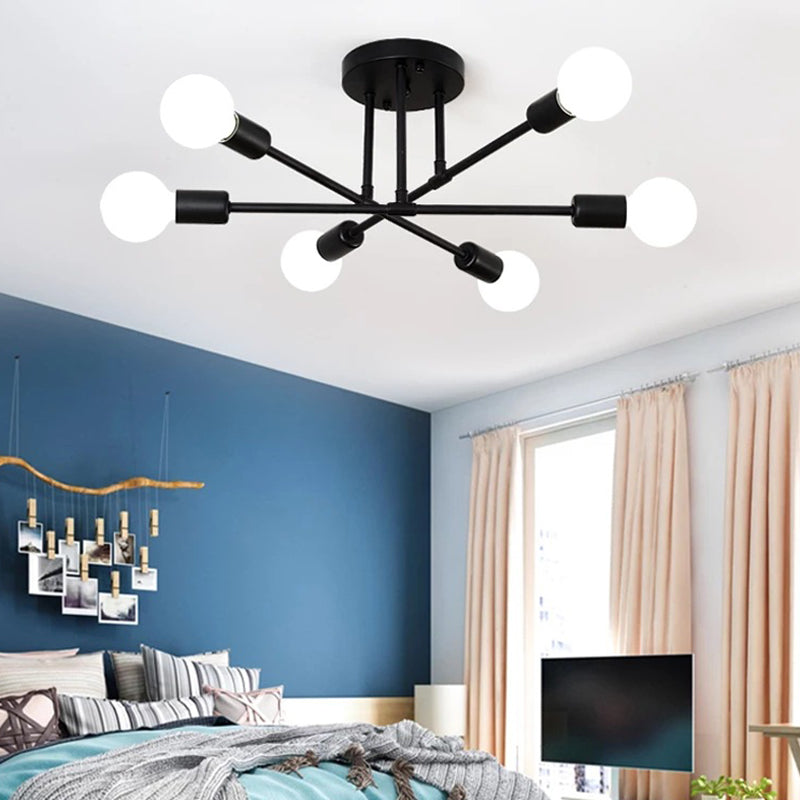 Halbbündige Deckenleuchte im Schmiedeeisen-Industriestil, stimmungsvolle Metall-Einbauleuchte für Schlafzimmer