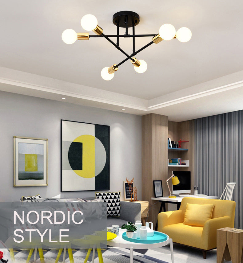 Halbbündige Deckenleuchte im Schmiedeeisen-Industriestil, stimmungsvolle Metall-Einbauleuchte für Schlafzimmer