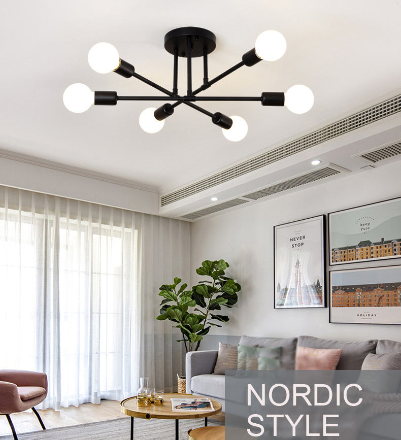 Halbbündige Deckenleuchte im Schmiedeeisen-Industriestil, stimmungsvolle Metall-Einbauleuchte für Schlafzimmer