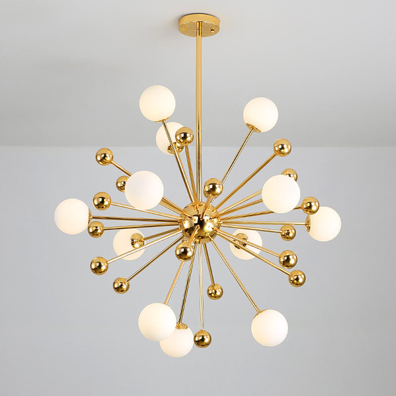 Golden Post-modern Style Metal Chandelier Dandelion Burst-shaped Multi-Lights Ceiling Pendant for Living Room