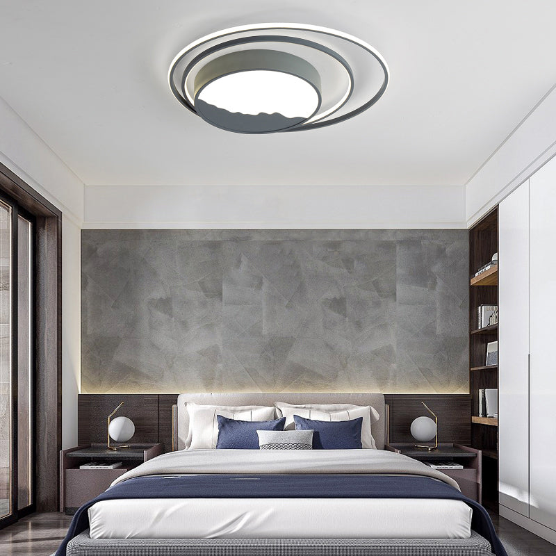 Tambour Acrylique Flush Mount Fixture Macaron Grey / White 19,5 "/23,5" Wide LED Ceiling Light for Bedroom
