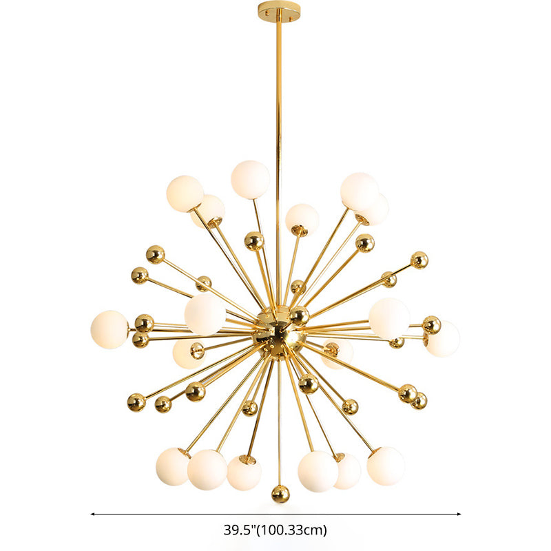 Golden Post-modern Style Metal Chandelier Dandelion Burst-shaped Multi-Lights Ceiling Pendant for Living Room