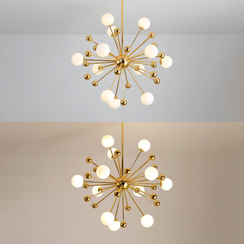 Golden Post-modern Style Metal Chandelier Dandelion Burst-shaped Multi-Lights Ceiling Pendant for Living Room