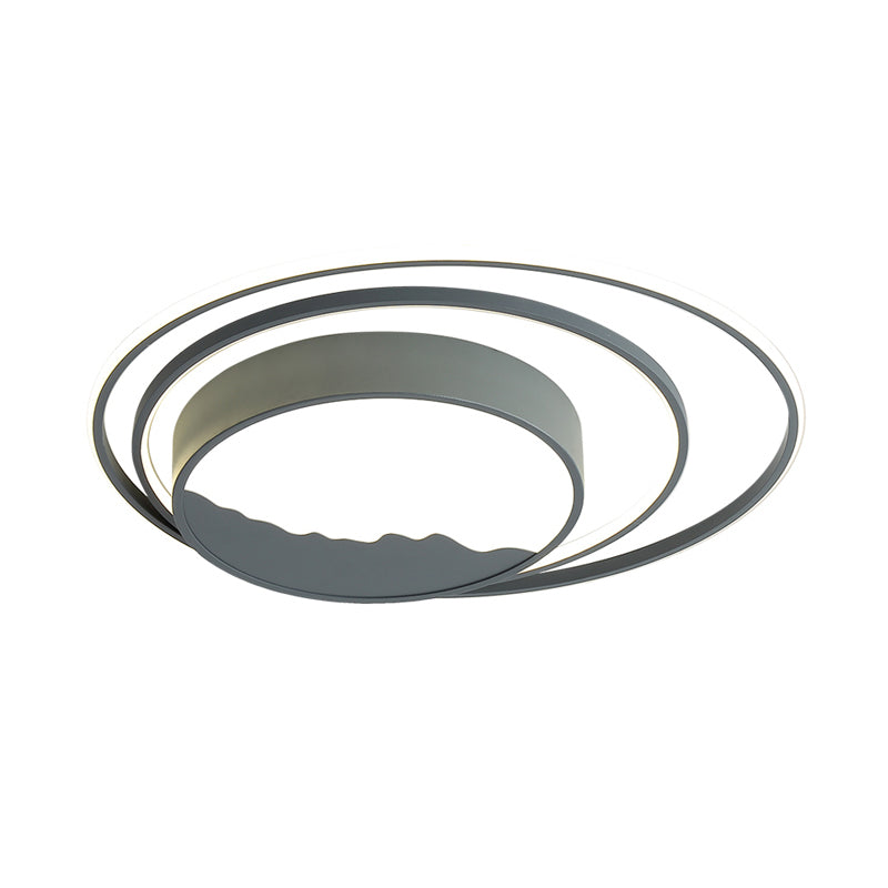 Tambour Acrylique Flush Mount Fixture Macaron Grey / White 19,5 "/23,5" Wide LED Ceiling Light for Bedroom