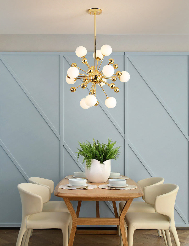 Lampadario in metallo post-moderno dorato Dandelion Tandeli a forma di buio a forma di piena cittadino per soggiorno per soggiorno