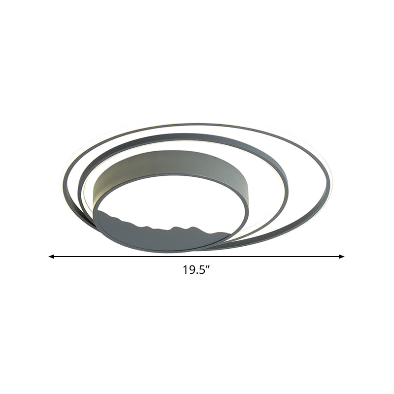 Tambour Acrylique Flush Mount Fixture Macaron Grey / White 19,5 "/23,5" Wide LED Ceiling Light for Bedroom