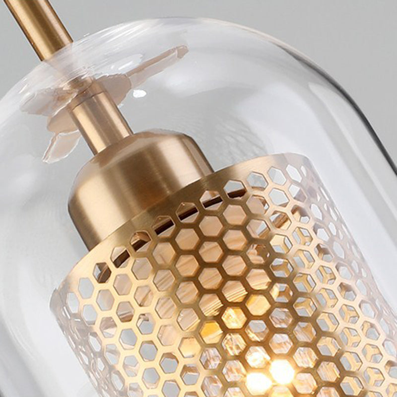 1 Light Cylinder Ceiling Light Industrial Glass Hanging Pendant Lights for Coffee Shop