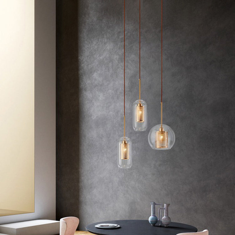 1 Light Cylinder Ceiling Light Industrial Glass Hanging Pendant Lights for Coffee Shop