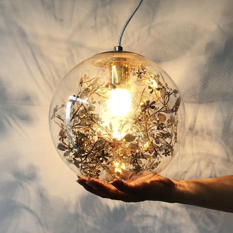 Shattered Leaves Hanging Pendant Light Contemporary Style Glass Dinning Room Pendant Light Kit