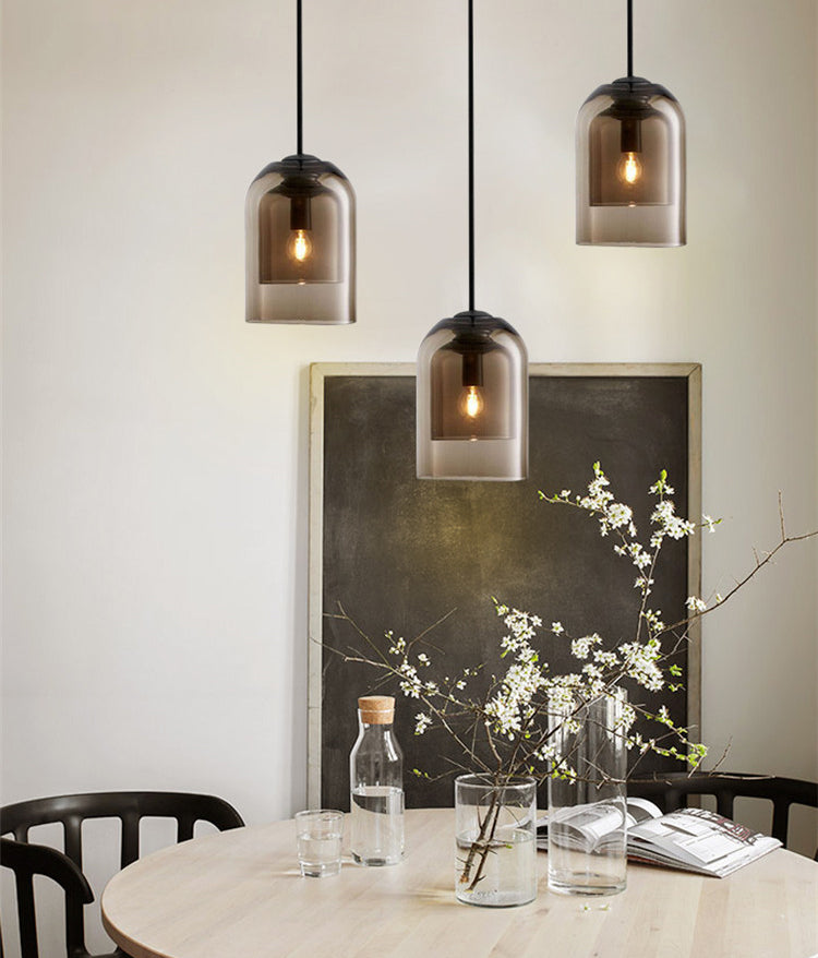 Bell Hanging Light Fixture Minimalist Style Glass Pendant Light Kit for Dinning Room