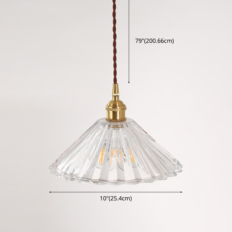 Tapered Hanging Light Fixture Simplicity Style Glass Brass Pendant Lighting Fixture
