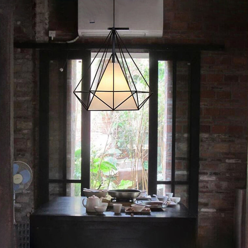 1 pendentif en diamant léger pendentif de plafond en métal industriel avec cordon suspendu pour restaurant