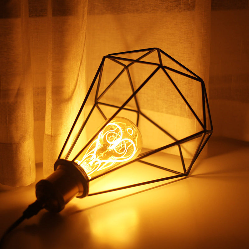 Retro Black Metal Cage Industrial Style Hanging Light 7.8" Wide Single Bulb Coffee Shop Lighting Pendant with 59" Adjustable Wire