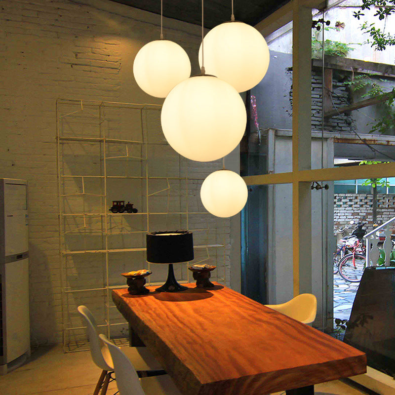 Milk White Glass Ball Pendant Modern Simplicity Style 1-Light Hanging Light for Bedroom