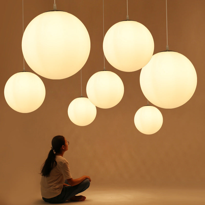 Milk White Glass Ball Pendant Modern Simplicity Style 1-Light Hanging Light for Bedroom