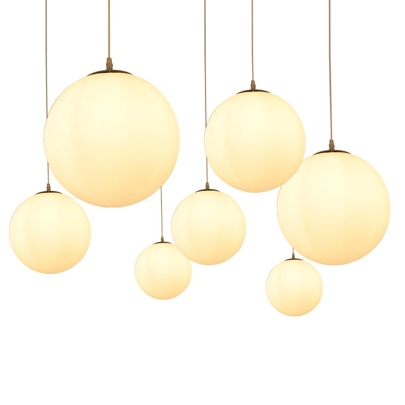 Milk White Glass Ball Pendant Modern Simplicity Style 1-Light Hanging Light for Bedroom