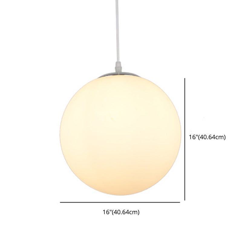 Milk White Glass Ball Pendant Modern Simplicity Style 1-Light Hanging Light for Bedroom