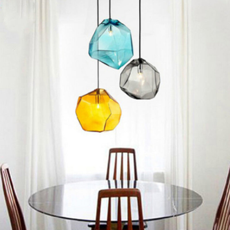 Irregular Stone Shaped Glass Hanging Light Creative Nordic Minimalism 1-light Pendant