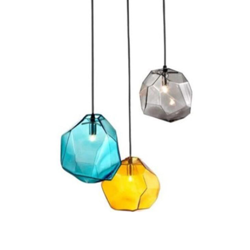 Irregular Stone Shaped Glass Hanging Light Creative Nordic Minimalism 1-light Pendant
