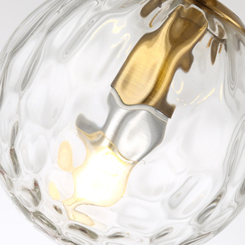 Mitte des Jahrhunderts sphärisch hängende helle leichte, kräuselte Glas 1-Licht-Tropfenanhänger für Wohnzimmer