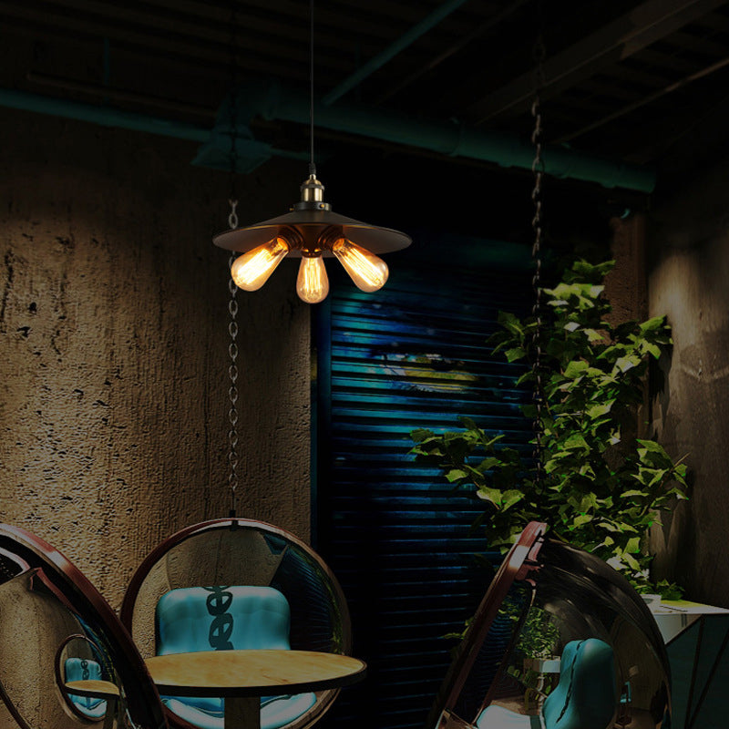 3 Lights Saucer hanglampen retro industrieel metalen plafondarmatuur voor coffeeshop