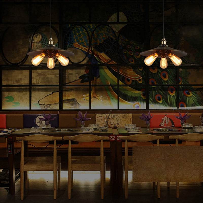 3 Lights Saucer hanglampen retro industrieel metalen plafondarmatuur voor coffeeshop