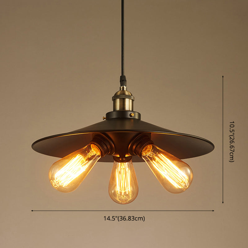 3 Lights Saucer hanglampen retro industrieel metalen plafondarmatuur voor coffeeshop