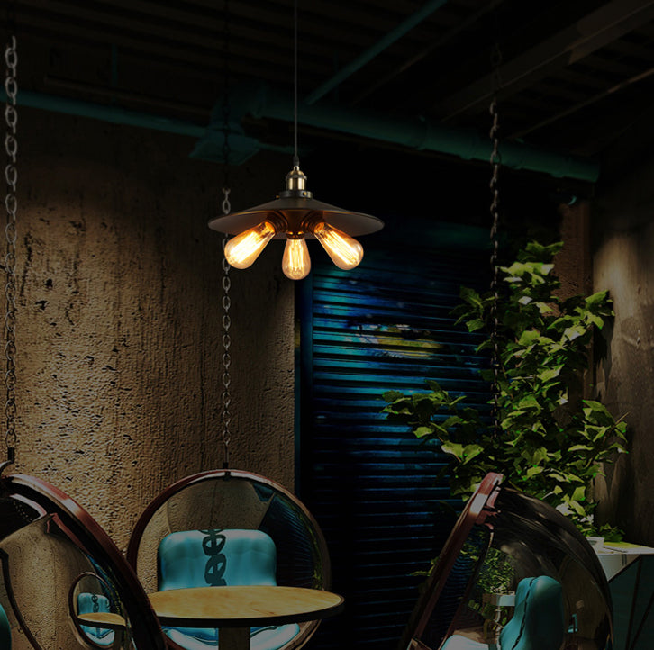 3 Lights Saucer hanglampen retro industrieel metalen plafondarmatuur voor coffeeshop