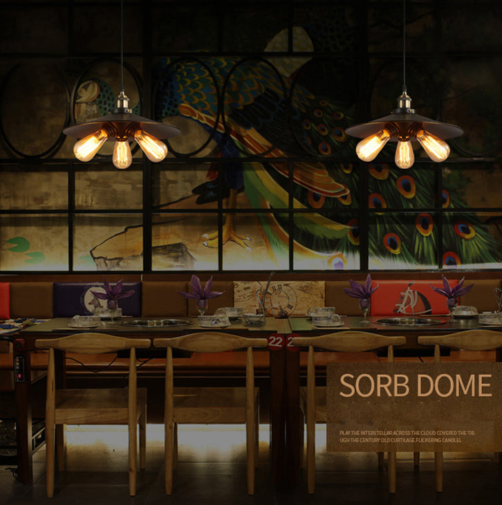 3 Lights Saucer hanglampen retro industrieel metalen plafondarmatuur voor coffeeshop