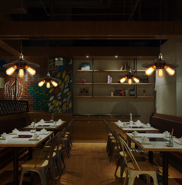 3 Lights Saucer hanglampen retro industrieel metalen plafondarmatuur voor coffeeshop