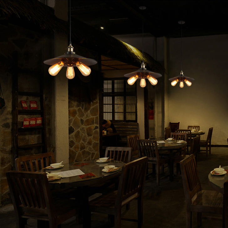 3 Lights Saucer hanglampen retro industrieel metalen plafondarmatuur voor coffeeshop