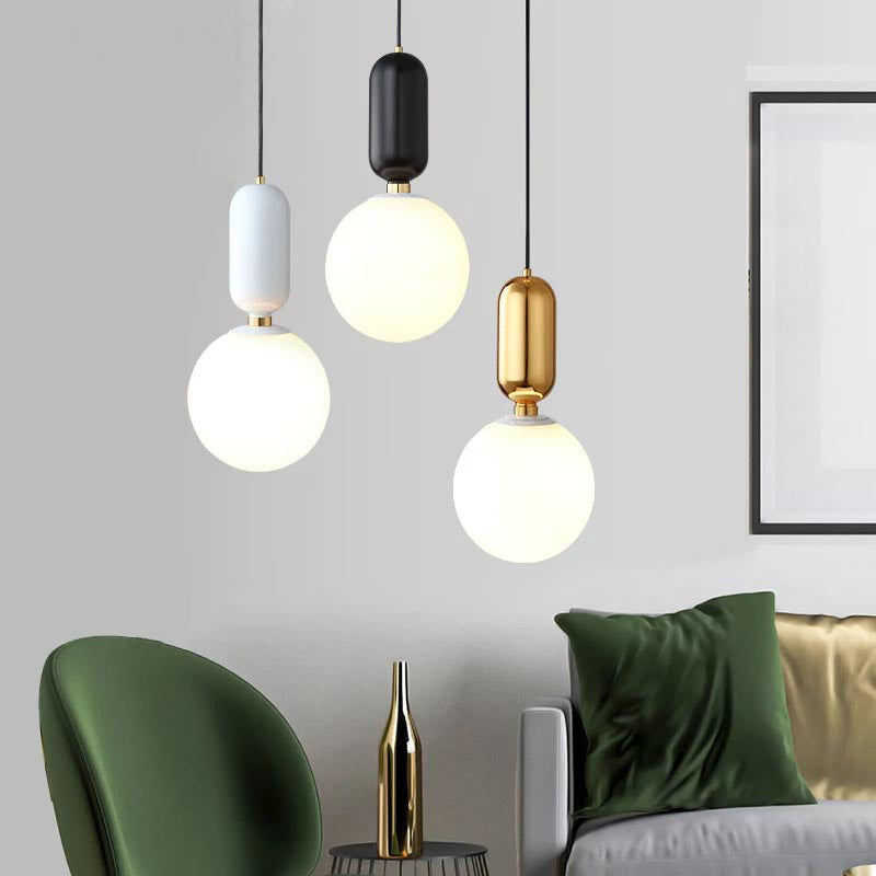 Nordische minimalistische Gla-Globus Hanging Lampe Single-Bulb Kreative Ausrufezeichen Anhänger Licht für Schlafzimmer