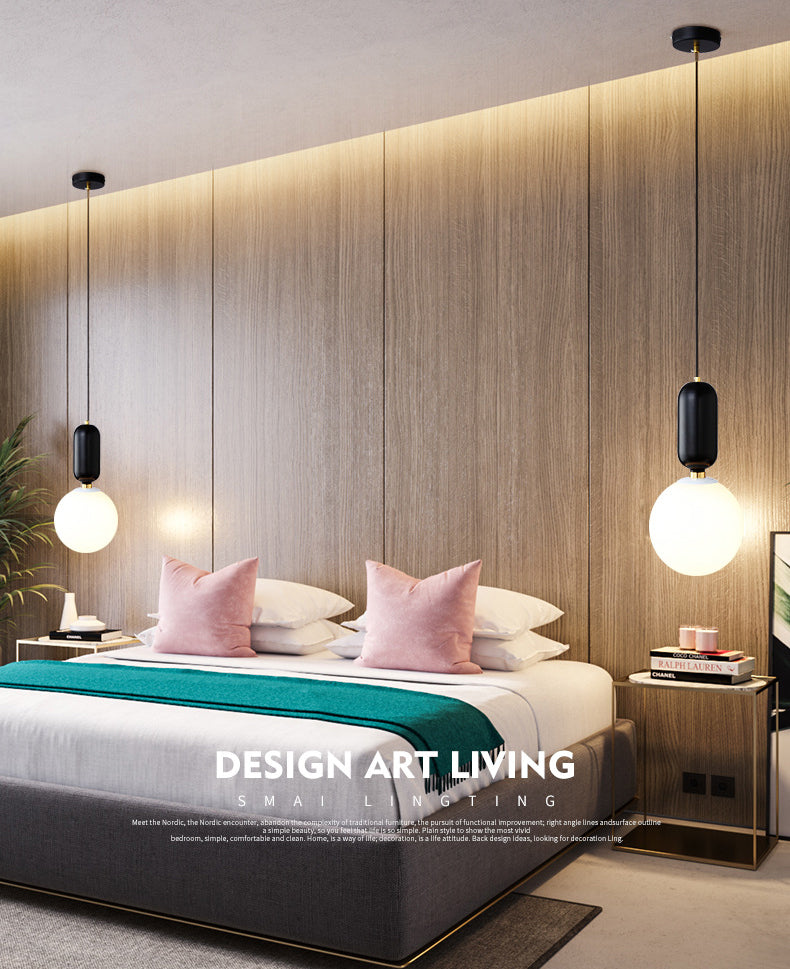 Nordische minimalistische Gla-Globus Hanging Lampe Single-Bulb Kreative Ausrufezeichen Anhänger Licht für Schlafzimmer