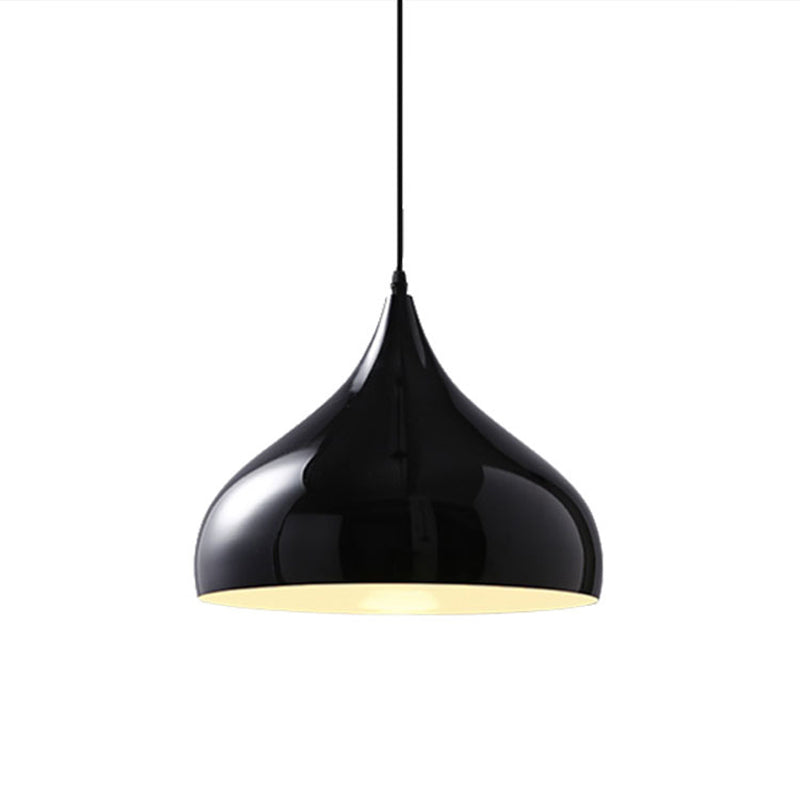 Glossy Finish Aluminum Simplicity Hanging Light 13.7" Wide Nordic Macaroon Style Lighting Pendant in Bedroom