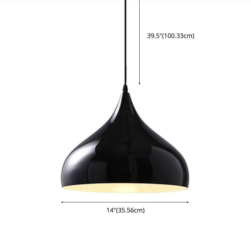 Glossy Finish Aluminum Simplicity Hanging Light 13.7" Wide Nordic Macaroon Style Lighting Pendant in Bedroom