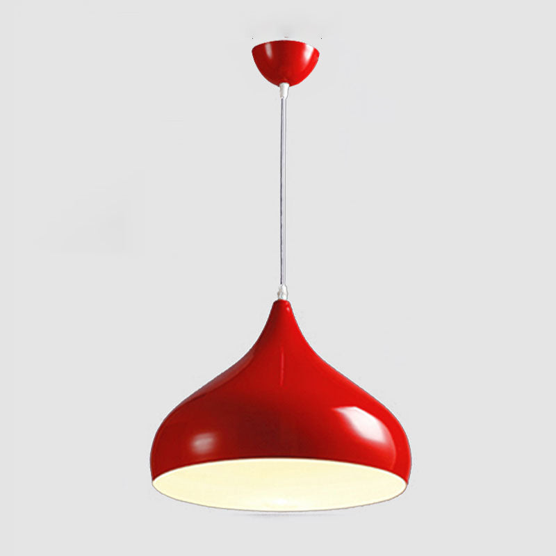 Glossy Finish Aluminum Simplicity Hanging Light 13.7" Wide Nordic Macaroon Style Lighting Pendant in Bedroom