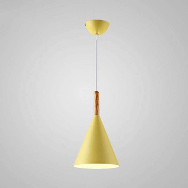 6.3 Inches Wide Mini Pendant Lamp with Metal Cone Shade Nordic Macaroon Style 1-light Hanging Light