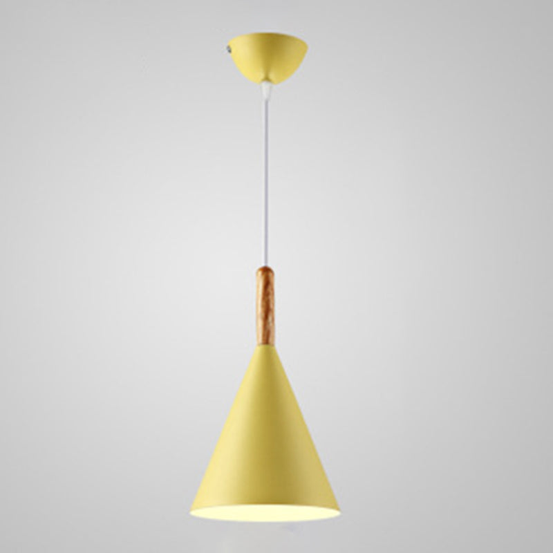 6.3 Inches Wide Mini Pendant Lamp with Metal Cone Shade Nordic Macaroon Style 1-light Hanging Light